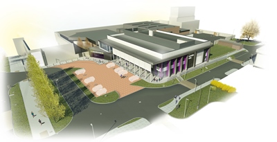 Aerial view of the new Dunstable Leisure Centre (artist's impression)