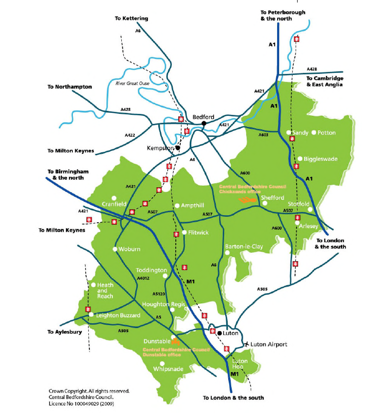 Map of Central Bedfordshire