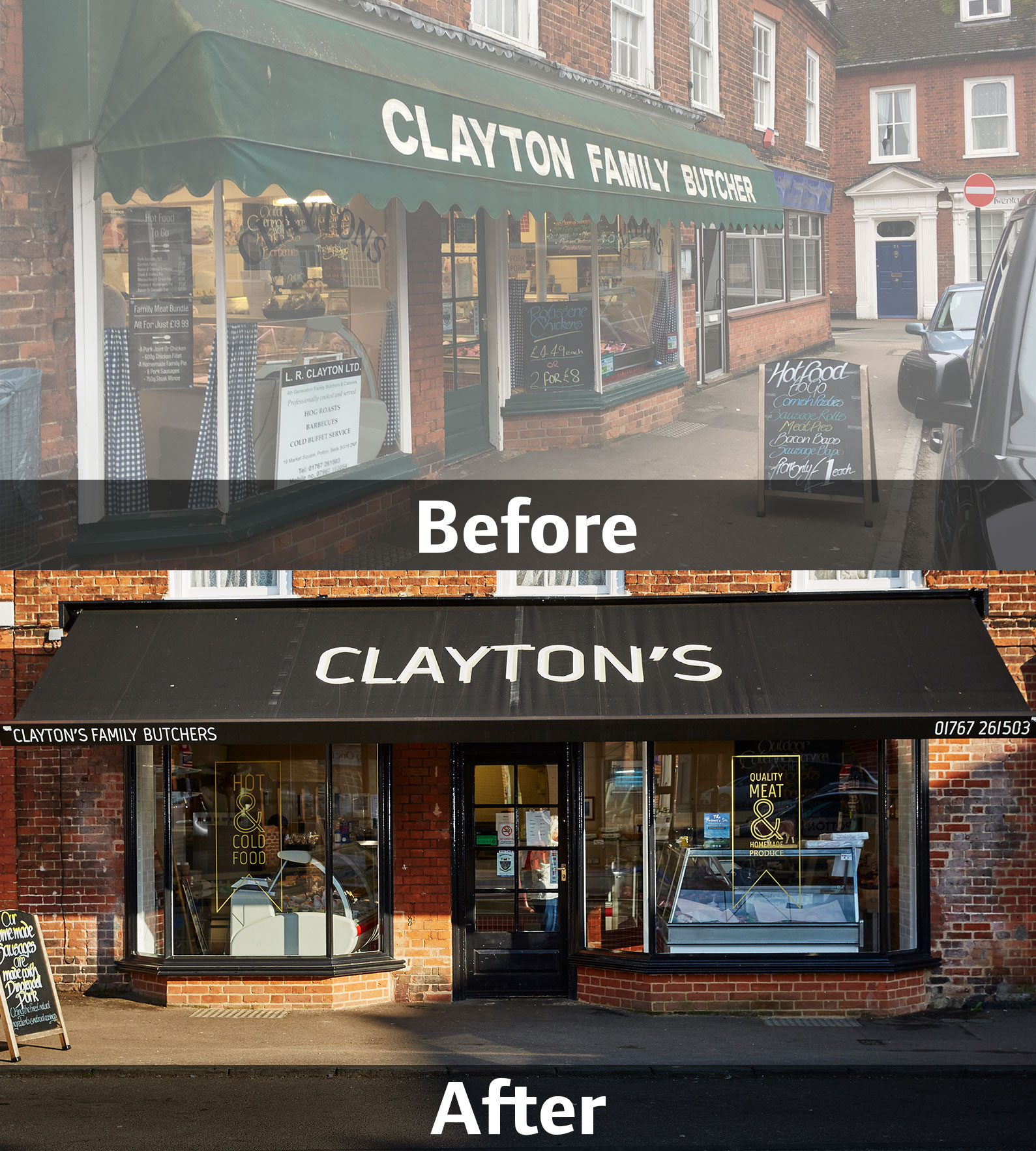 Clayton's, Potton, before and after