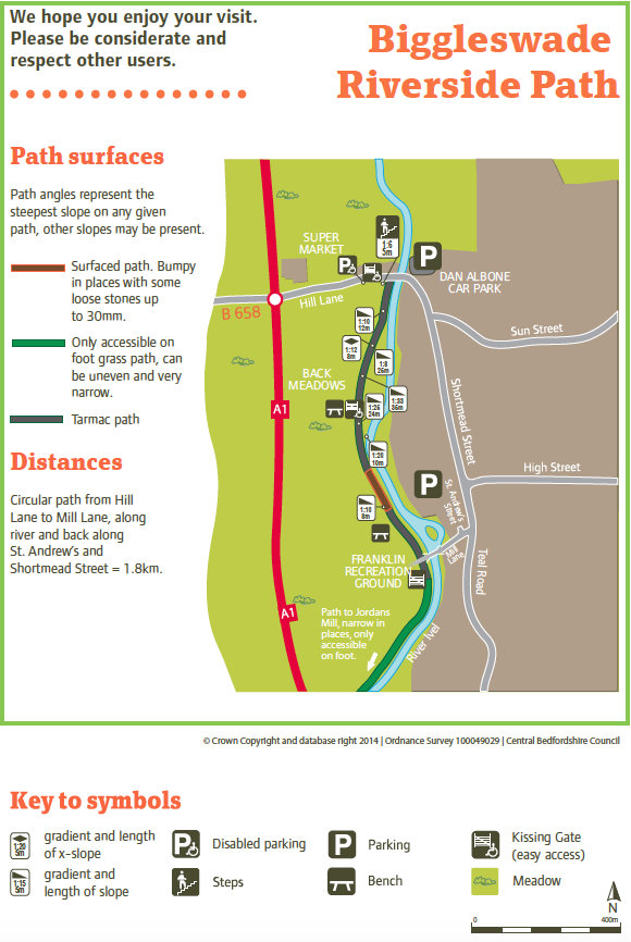 Biggleswade Riverside Path large map