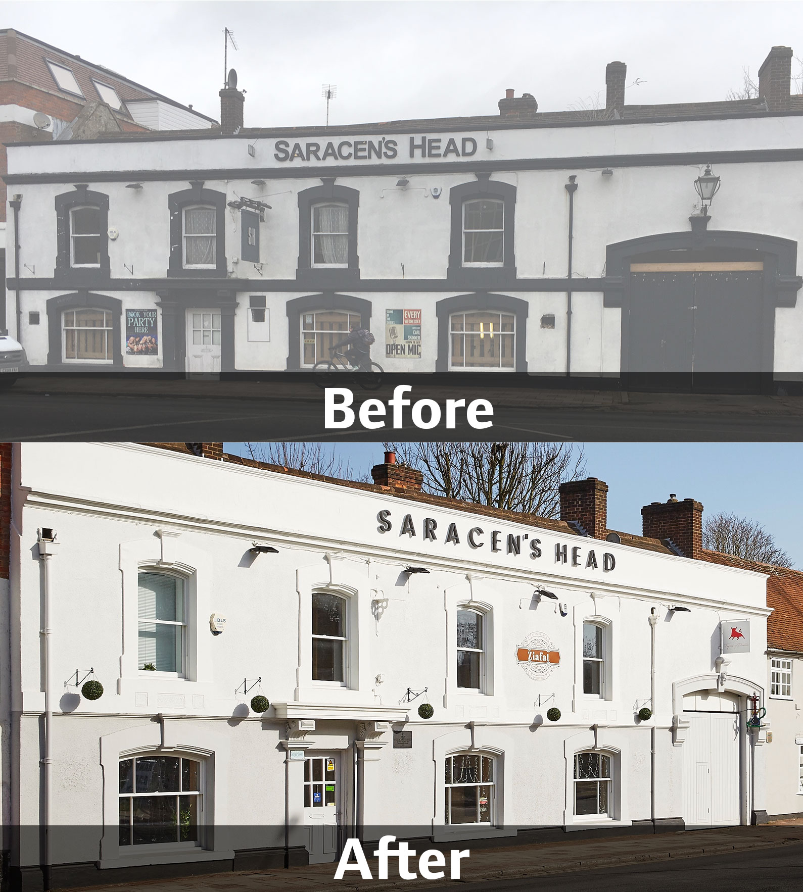 Saracen's Head, Dunstable, before and after Saracen's Head, Dunstable, before and after