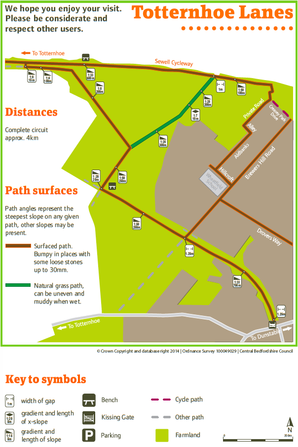 Totternhoe Lanes large map