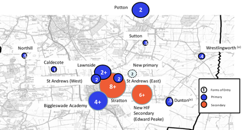 Biggleswade school locations