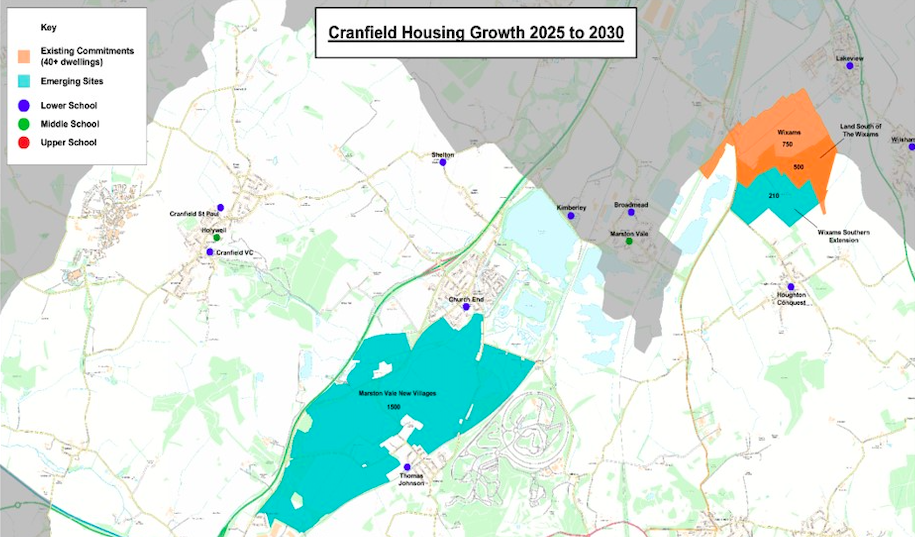 Cranfield housing growth 2025 to 2030