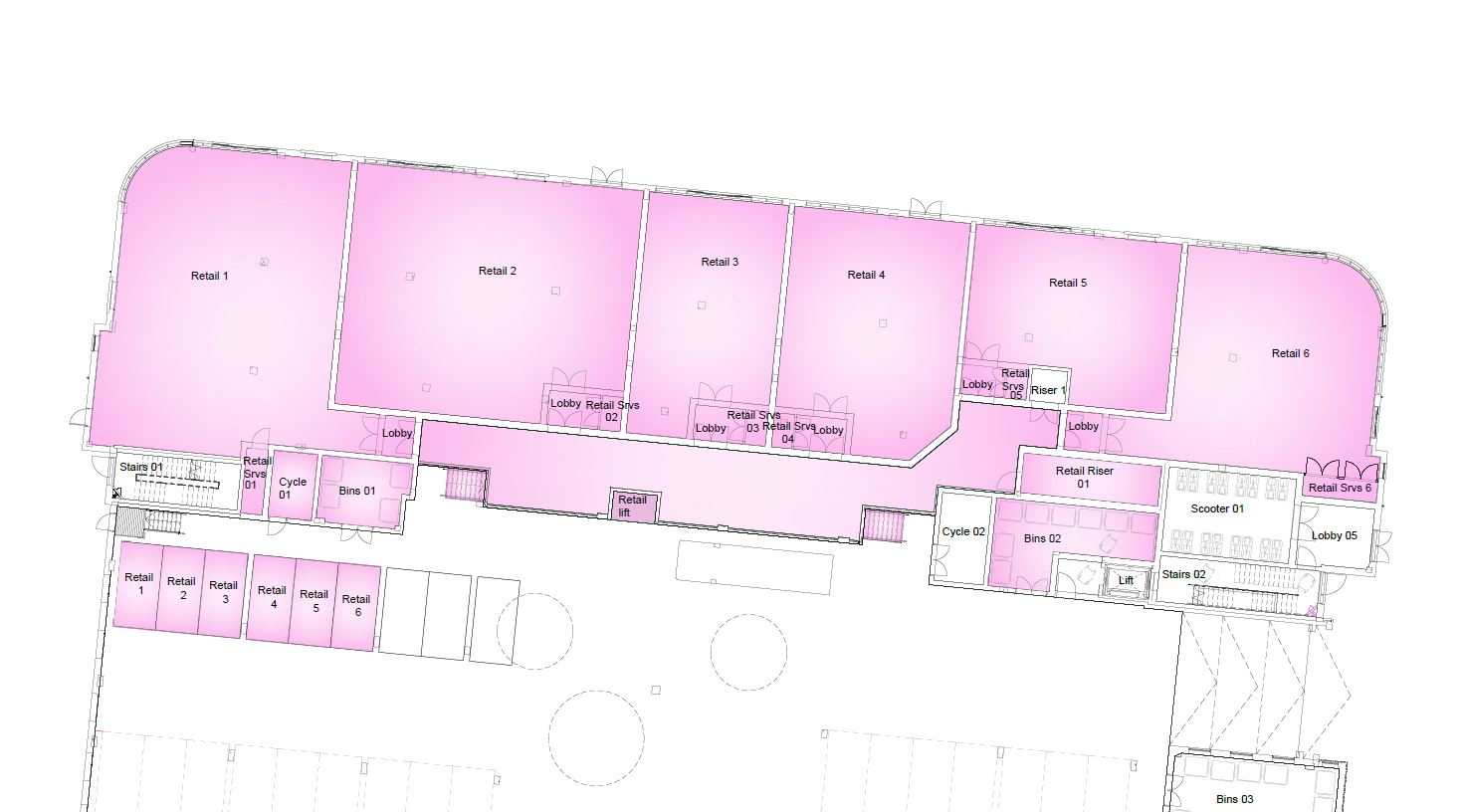 Floor plan of retail units at All Saints View