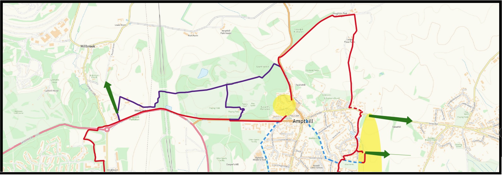 Map: Ampthill north, Woburn Road to Church Street