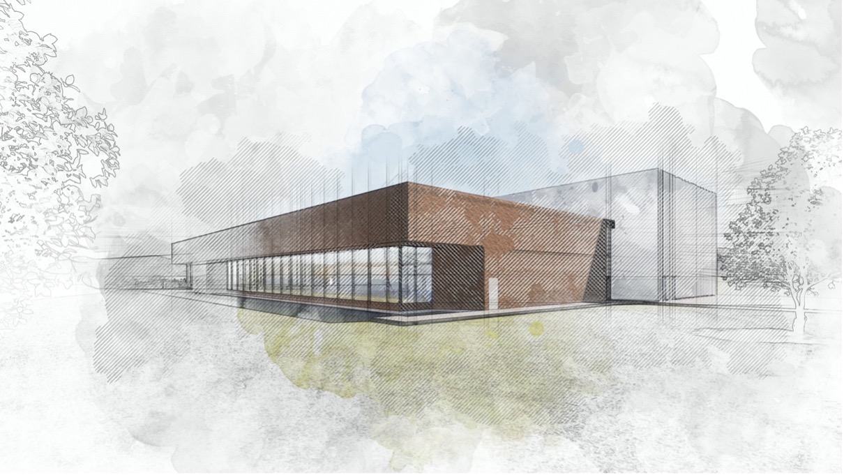 Artists impression sketch: outside Leighton-Linslade leisure centre