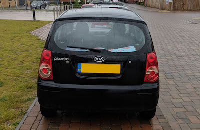 Car parked on a pavement in Stotfold