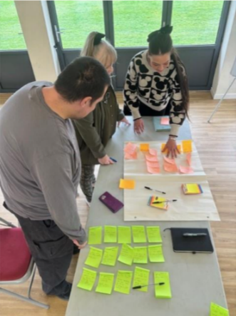 People taking part in a card sorting exercise to help us map our customer journeys.