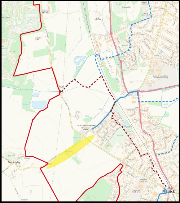 Map: Center Parcs to Flitwick train station spoke