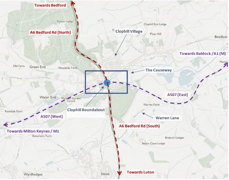 Clophill roundabout map