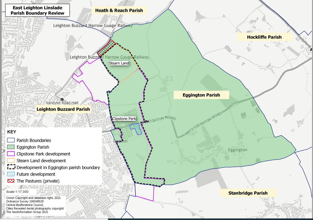 Map showing Eggington boundary