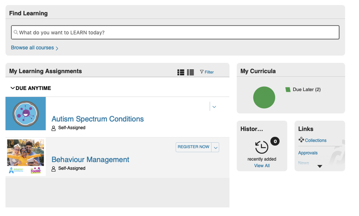 LMS logged in screenshot