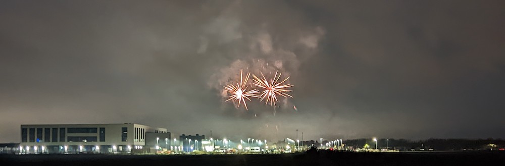 An organised fireworks display over Stotfold Football Club and Pix Brook Academy, in November 2022.