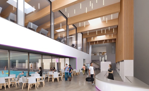 Artist's impression of café and foyer of proposed Houghton Regis community and leisure centre