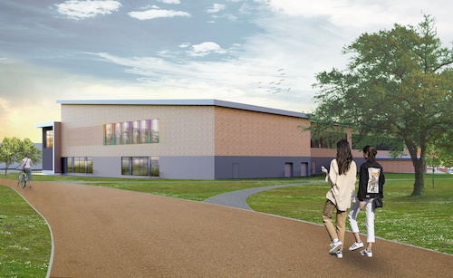 Artist's impression of proposed Houghton Regis community and leisure centre (north west view)