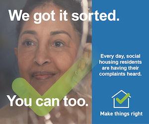 Poster with green tick over a person's face and text: We got it sorted. You can too. Make things right.