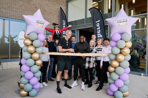 Mark Foster cuts the ribbon at Houghton Regis Leisure and Community Centre