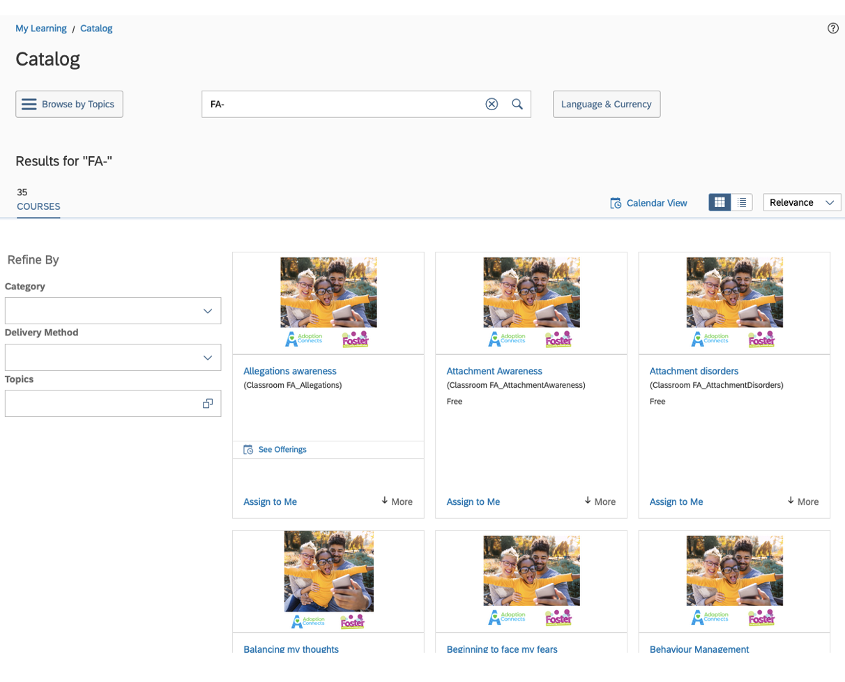 My Learning catalogue