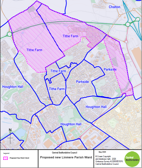 Map showing the proposed Linmere parish ward.