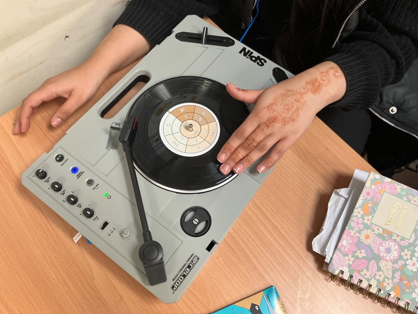 A DJ turntable