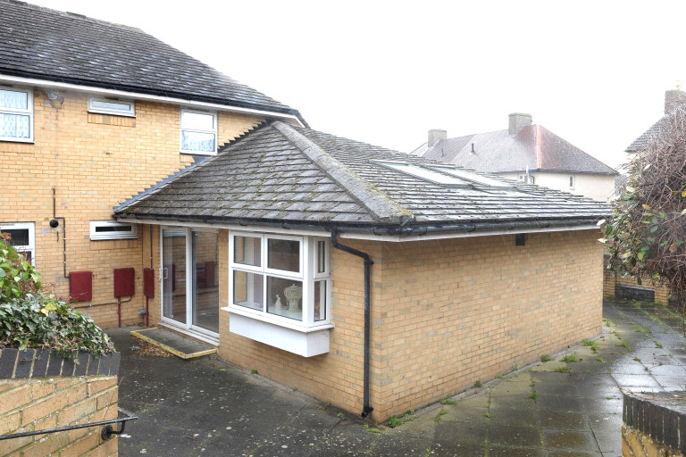 Exterior view of the communal lounge building at Baker Street independent living scheme, Leighton Buzzard.