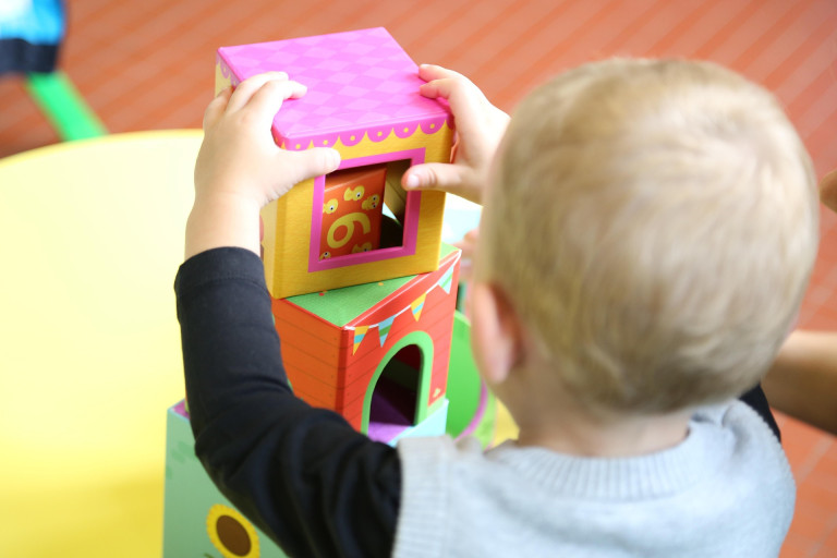 Child playing with blocks