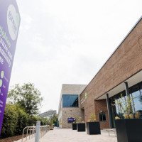 Leighton Leisure Centre - front entrance and sign